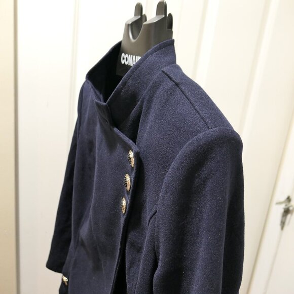 BloomChic Vintage Buttons Casual Solid  Single-breasted Stand-Up Collar Coat - Picture 3 of 3